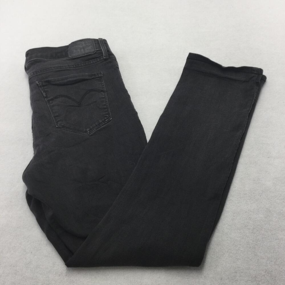 Levis 314 Shaping Straight Jeans Womens 32 Black Wash Mid Rise Stretch Denim